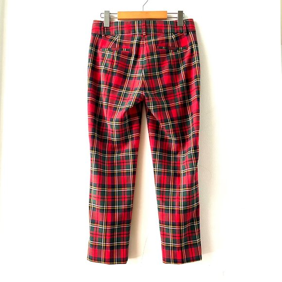 J. Crew Cameron Tartan Slim Leg Trousers Plaid 2 Way Stretch Wool Cropped - Picture 5 of 9